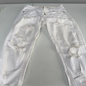 Almost Famous White Distressed Jeans SIZE 1